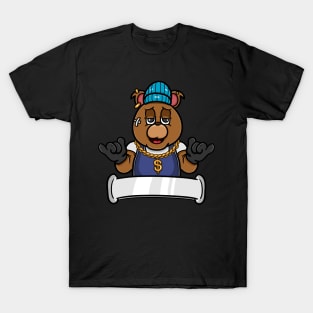 Bear Head Rapper Cartoon T-Shirt